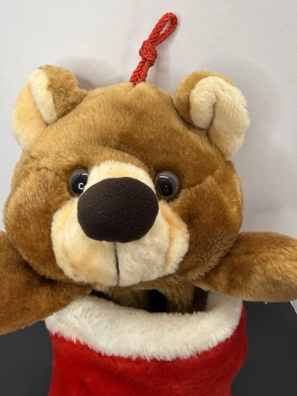 Vintage Smithy Plush Teddy Bear Christmas Stocking  Reversible 14”